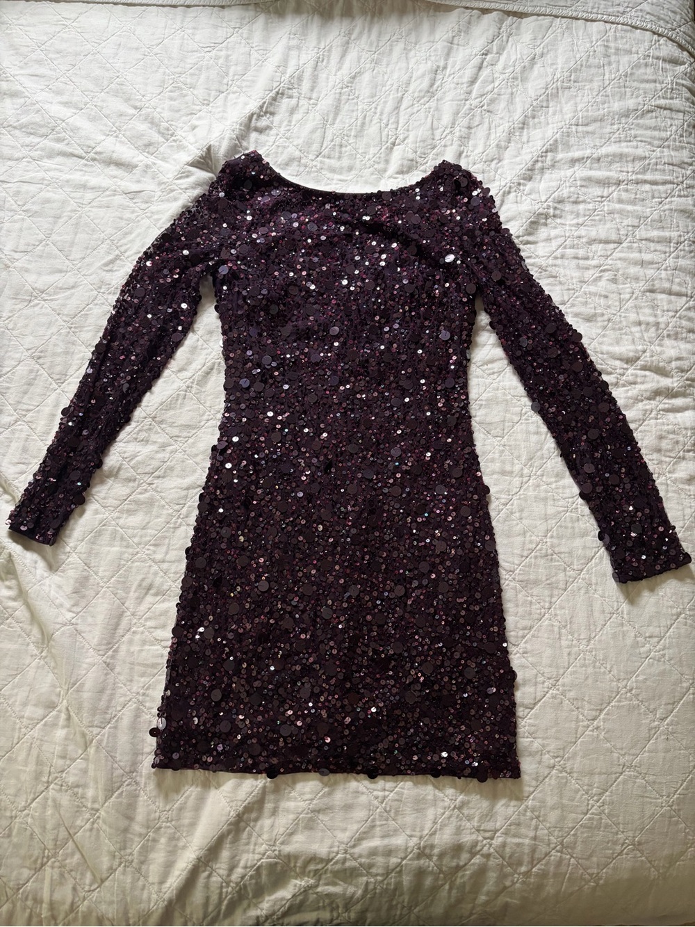 Aidan Mattox Purple Long Sleeve Dress